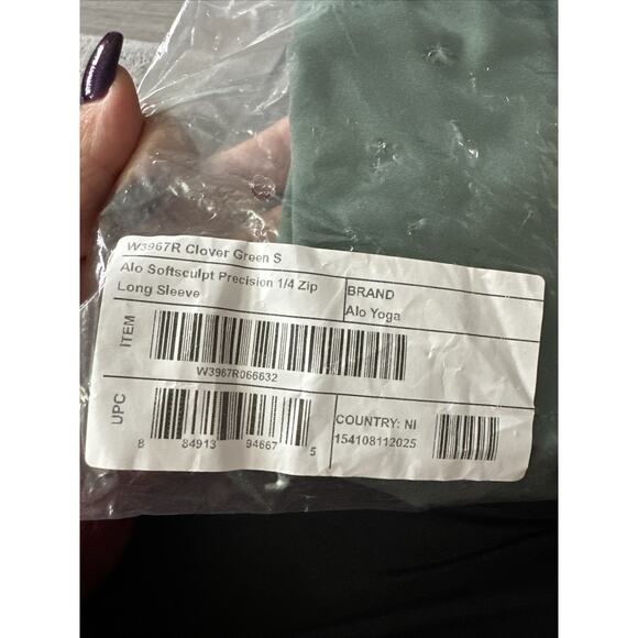 Authentic Alo Yoga SoftSculpt Precision ¼ Zip Long Sleeve Clover Green S - Picture 4 of 5